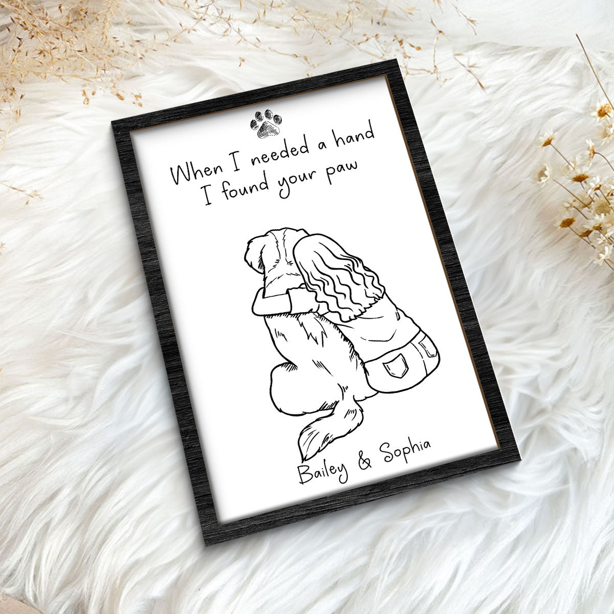 When I Needed A Hand I Found Your Paw Dog Mom Personalized 2-Layer Wooden Plaque