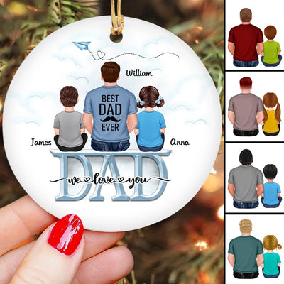 Dad Grandpa And Kids On Text Personalized Circle Ornament