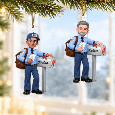 Mail Carrier Custom Name & Year - Personalized Acrylic Ornament - Mailman Gift, Christmas Gift for Mail Carrier, Postman & Retired Postal Worker.