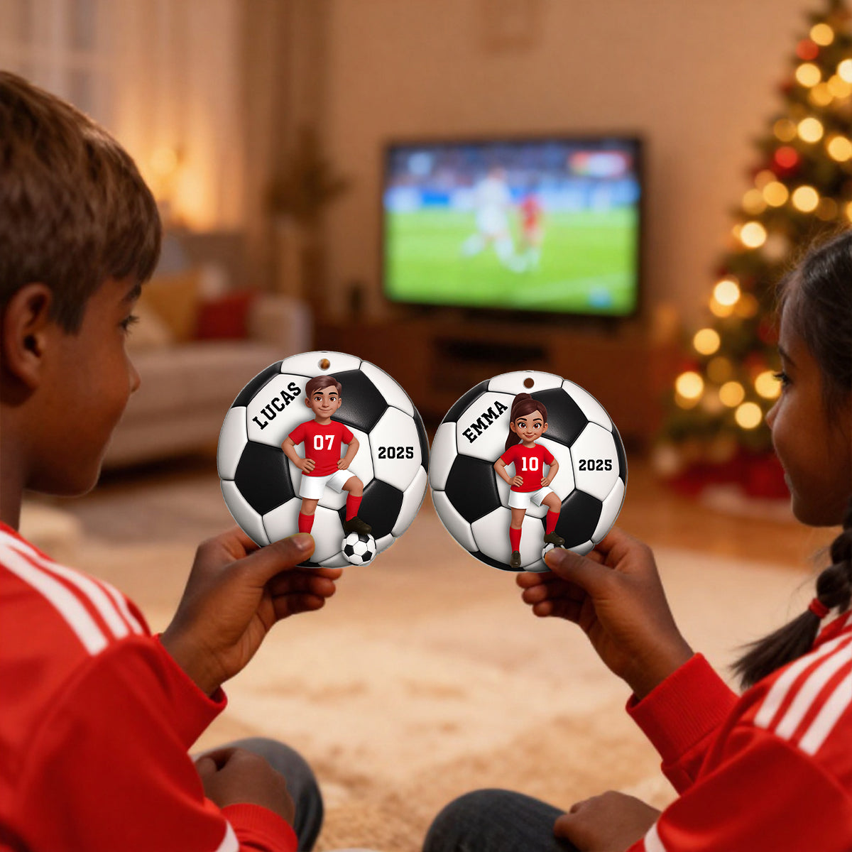 Soccer Girl Boy 3D Effect - Personalized Acrylic Ornament