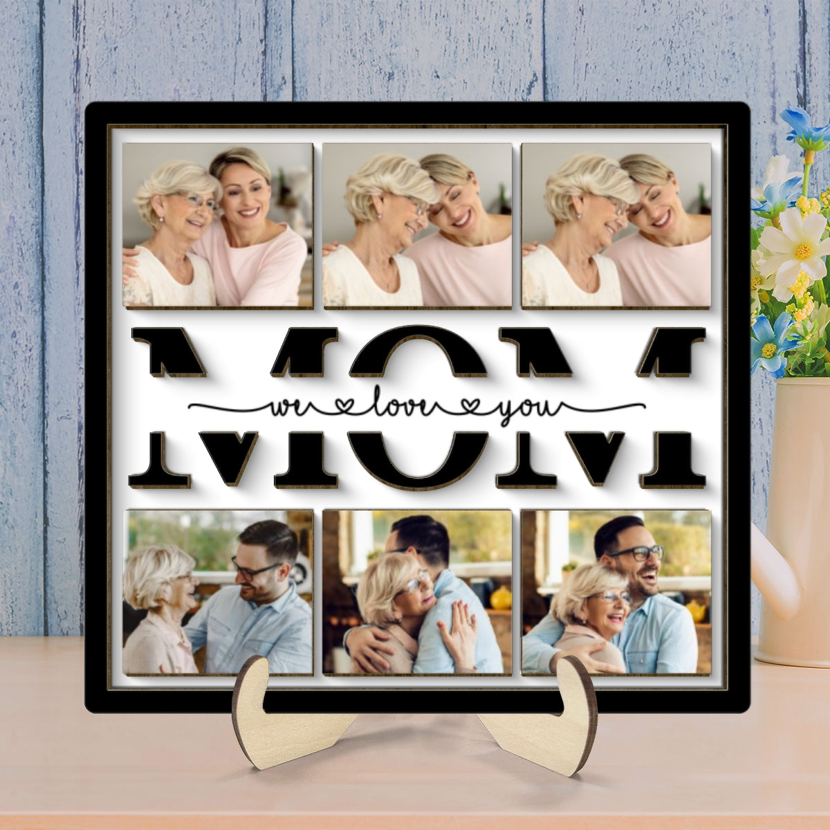 Photo Mom Grandma Cut Through Personalized 2-layer Wooden Plaque