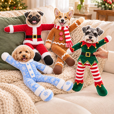 Custom Pet Christmas Plush Doll from Photo - Personalized Poseable Doll, Bendable Pet Stuffed Toy, Christmas Gift for Dog Cat Lovers
