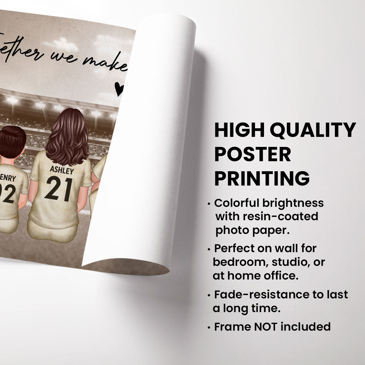 Retro Soccer Family Sitting Personalized Poster Custom Gift for Dad Husband and Home Decor