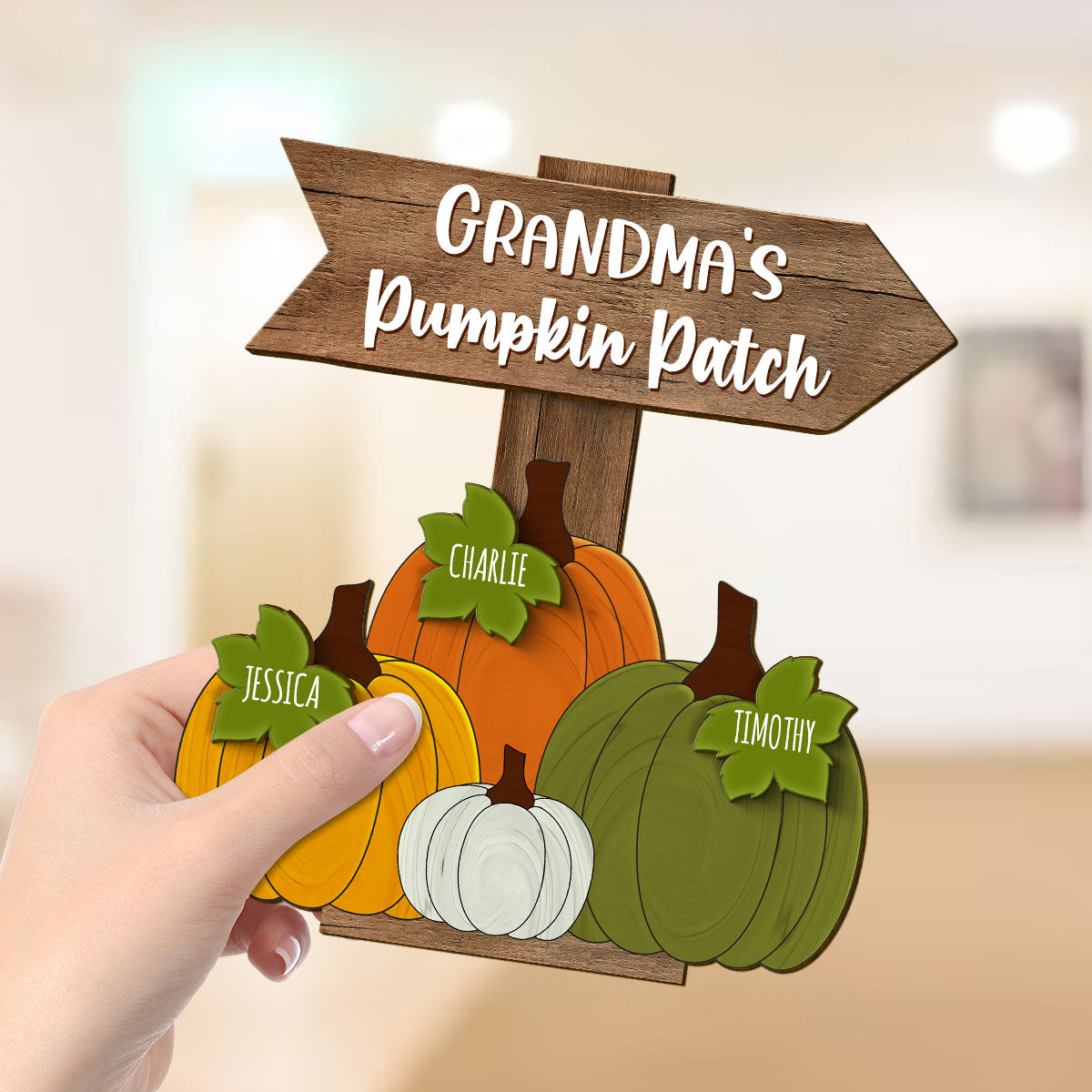 Pumpkin Patch Love – Personalized Autumn Plaque for Grandma’s Home