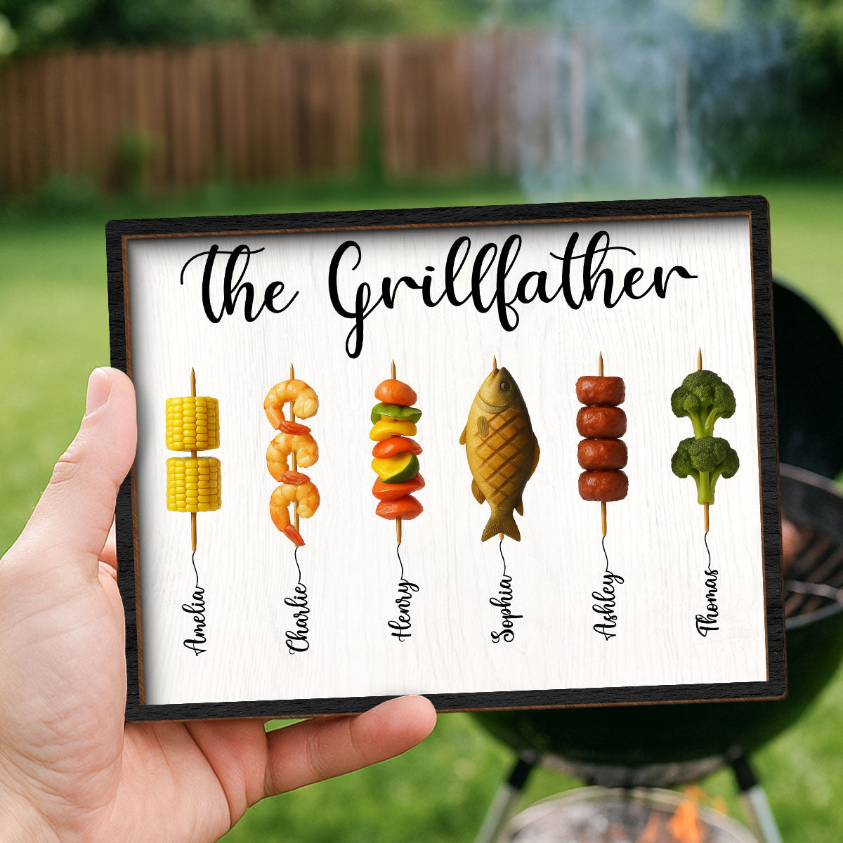 Best Grilling Dad Ever With Kids' Names Personalized 2-Layered Wooden Plaque, Father's Day Gift For Husband, For Dad, For Grandpa