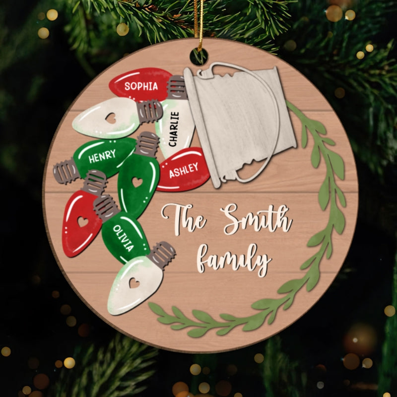Christmas Light Family Personalized Wooden Ornament