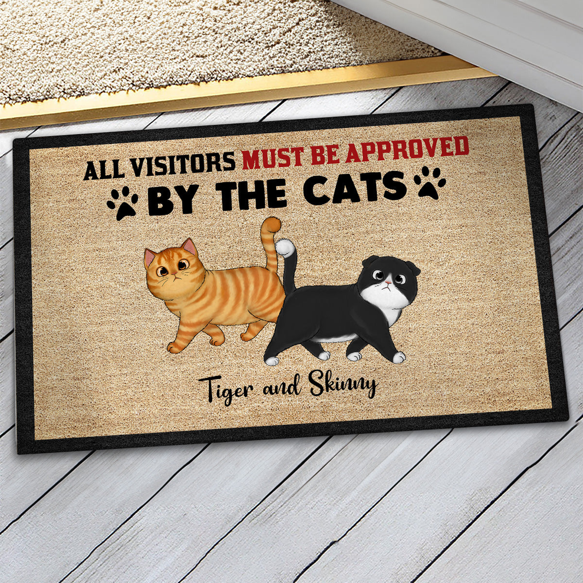 All Visitors Must Be Approved By Cats Home Decor Gift For Cat Lovers Personalized Doormat