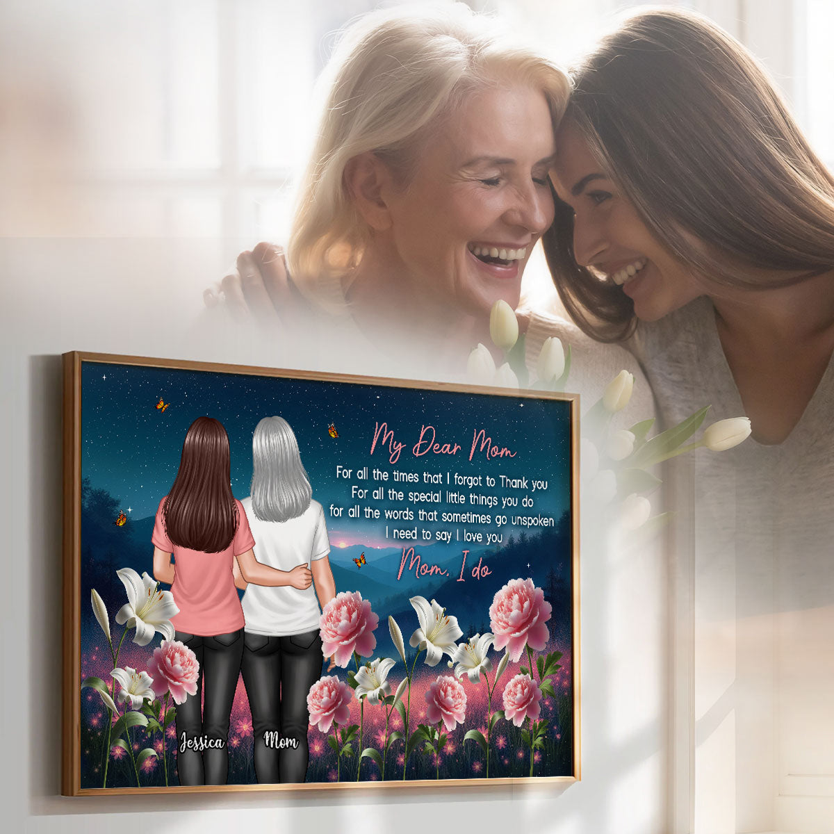 Mom Thank You Gift, Gift From Daughter Birth Flower Personalized Poster