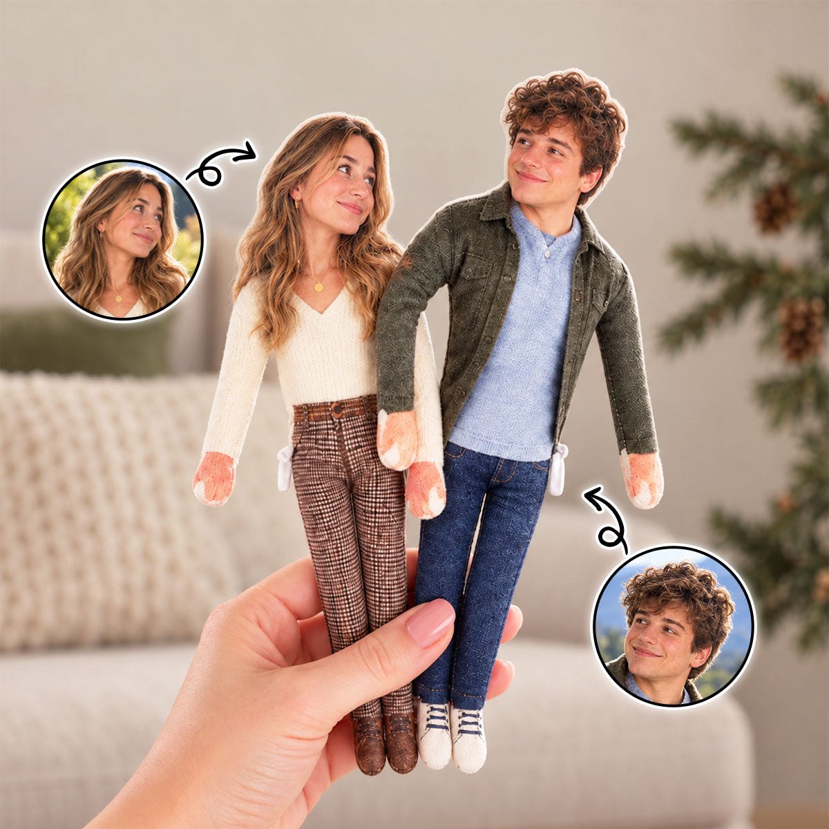 Custom Mini Me Doll with Poseable Body - Personalized Plush Doll - Funny Christmas Gift for Him, for Her