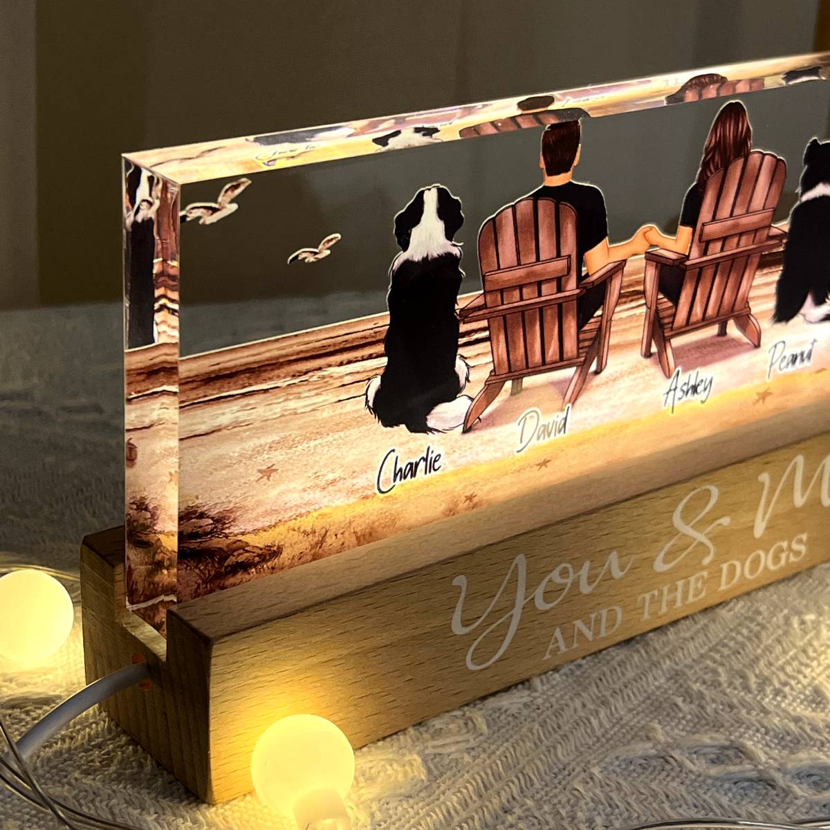Couple You Me And The Dogs Cats Retro Vintage Personalized LED Night Light, Heartfelt  Gift For Dog Lovers, Gift For Cat Lovers