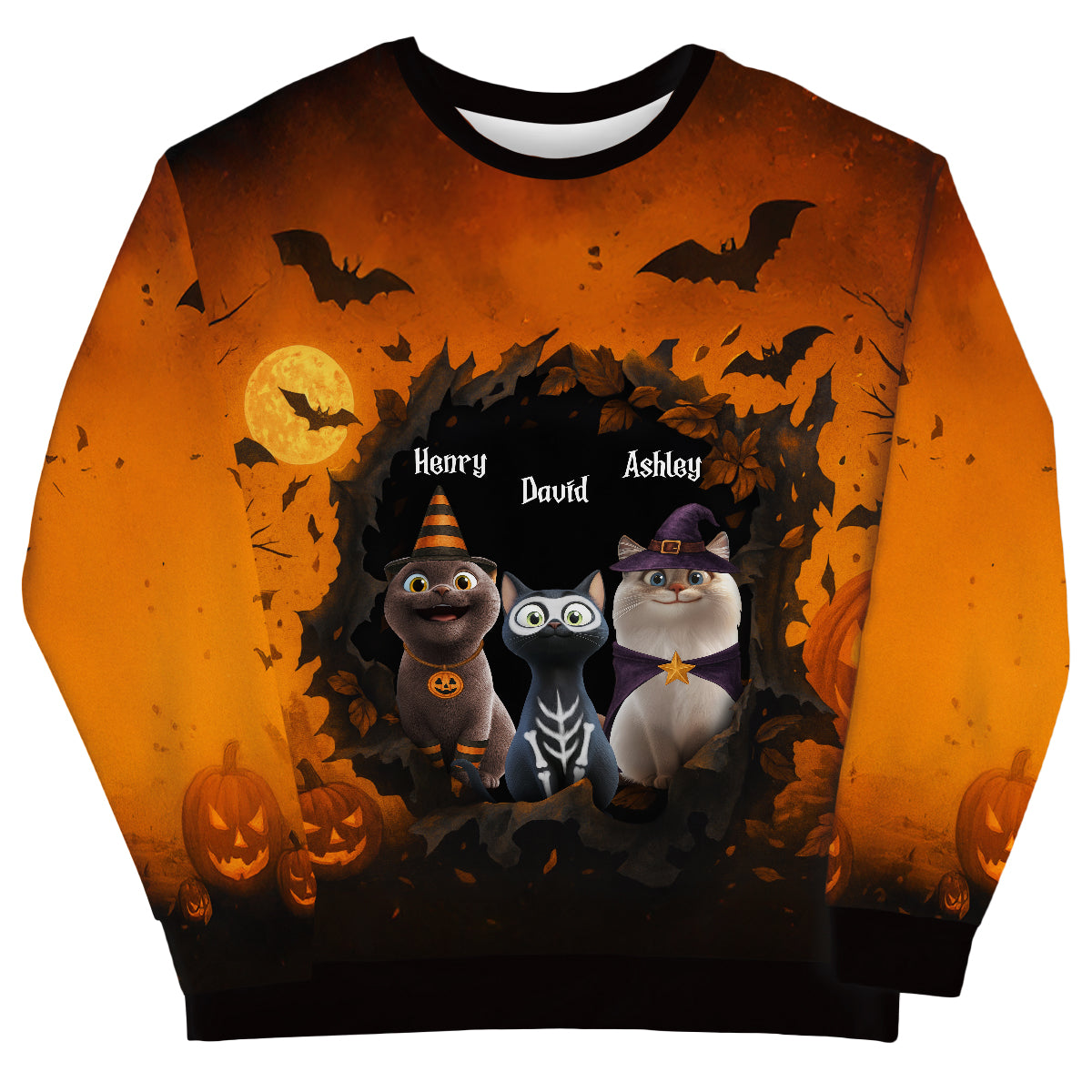 Halloween 3D Cat in Haunted Escape Personalized 3D Sweatshirt, Halloween Costume for Cat Lovers