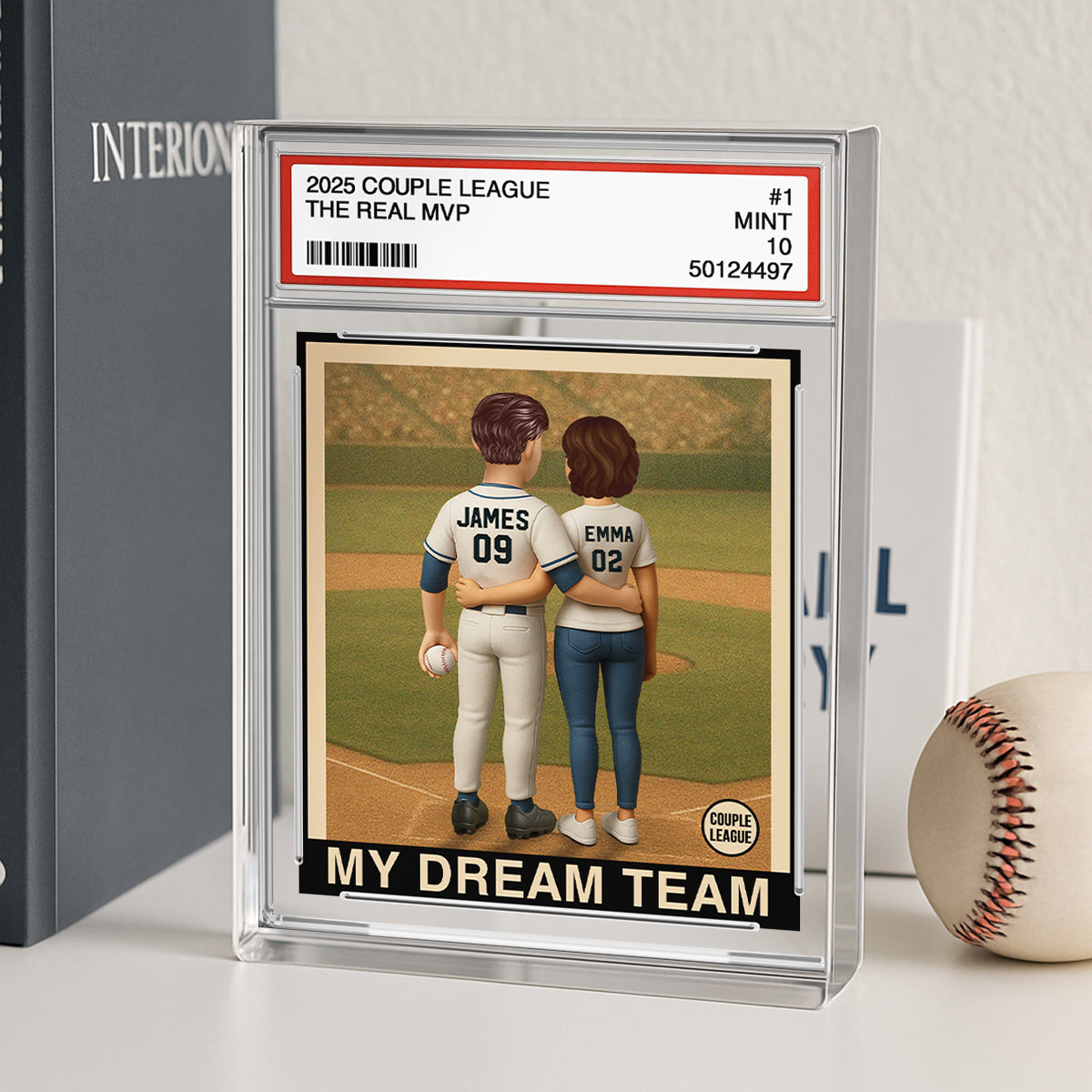 Always Your Biggest Fan Baseball Couple Trading Card Style Personalized Acrylic Block Plaque