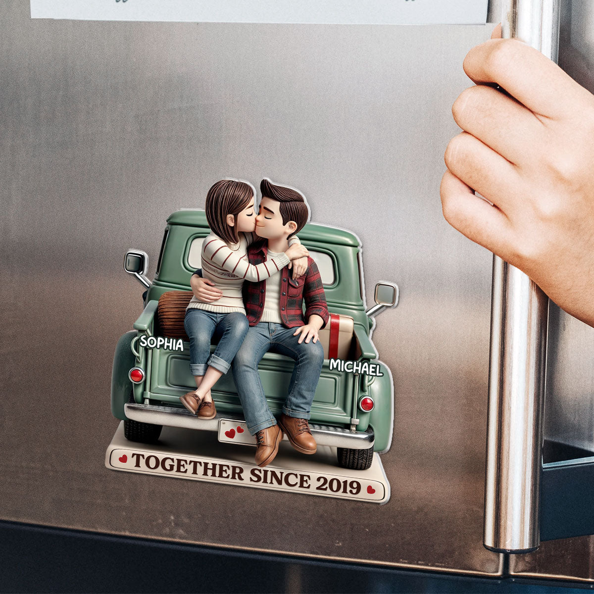 Couple On Truck Personalized Acrylic Fridge Magnet, Heartfelt Gift For Couple, For Him, For Her, Boyfriend, Girlfriend, Husband, Wife