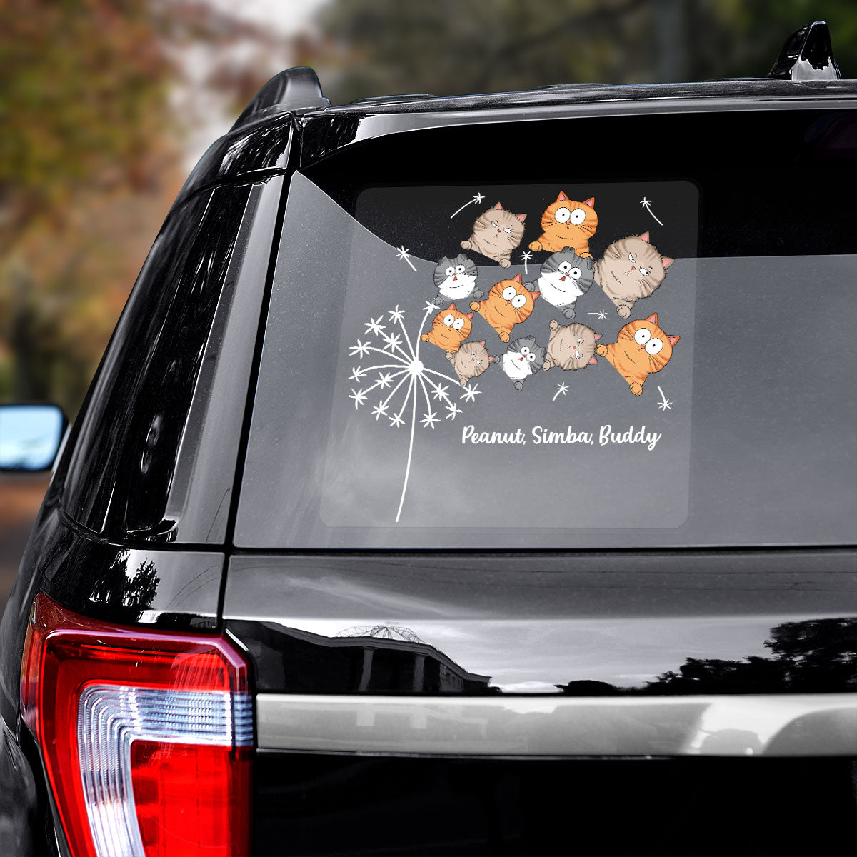 Dandelion Funny Cat Decor On Car Fridge Window Personalized Decal, Gift For Cat Lover