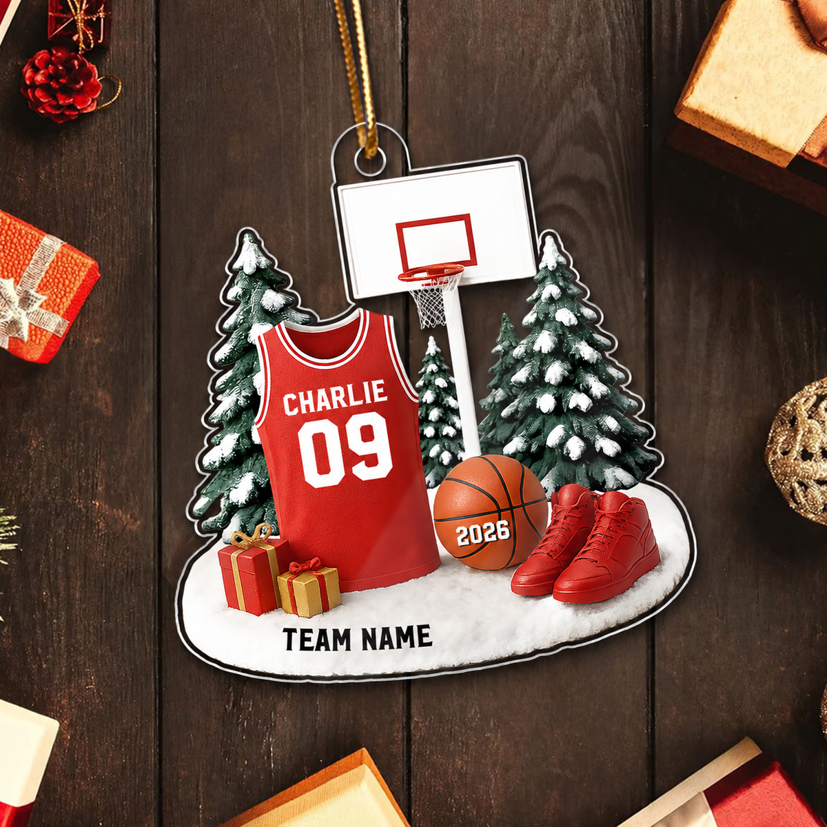 3D Effect Basketball Player Uniform - Personalized Acrylic Ornament - Gift For Basketball Lovers