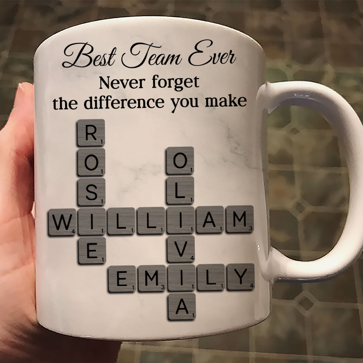 Best Team Ever Crossword - Personalized Mug - Sentimental Gift for Coworkers, Work Besties