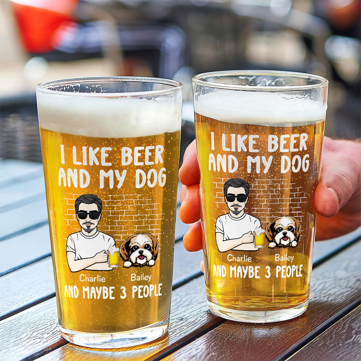 I Like Beer & My Dog Dog Lover Beer Lover Gift Personalized Beer Glass