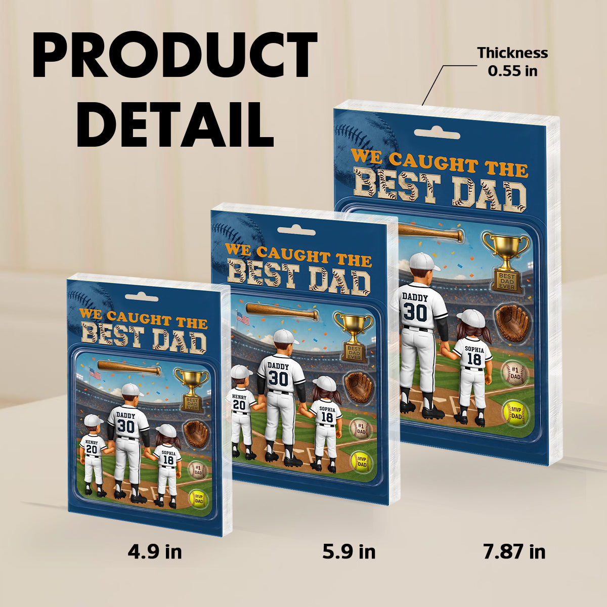 Baseball Dad Action Figure - Personalized Acrylic Block Plaque -  Gift for Dad, Husband