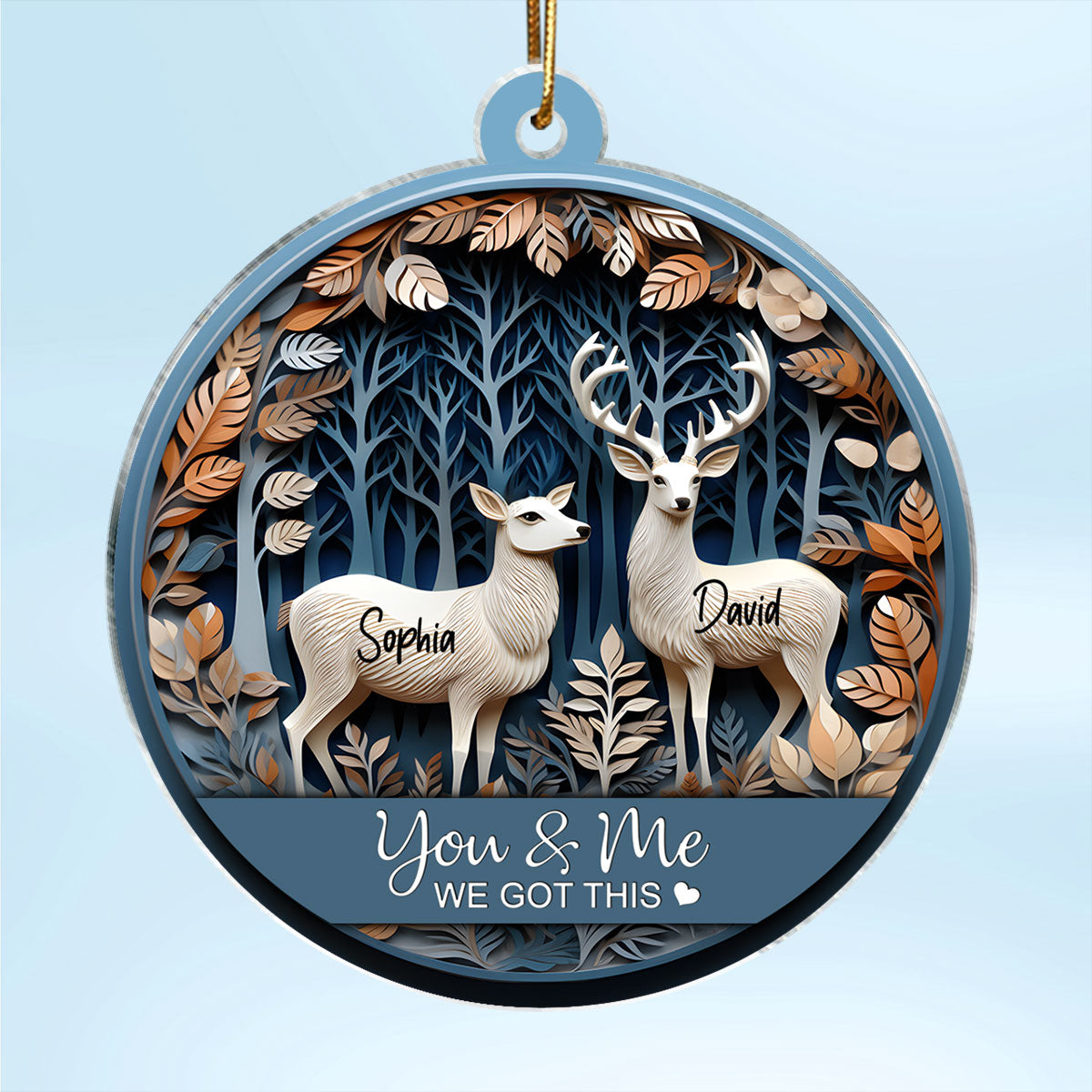 3D Effect Couple You & Me We Got This Deers Personalized Acrylic Ornament