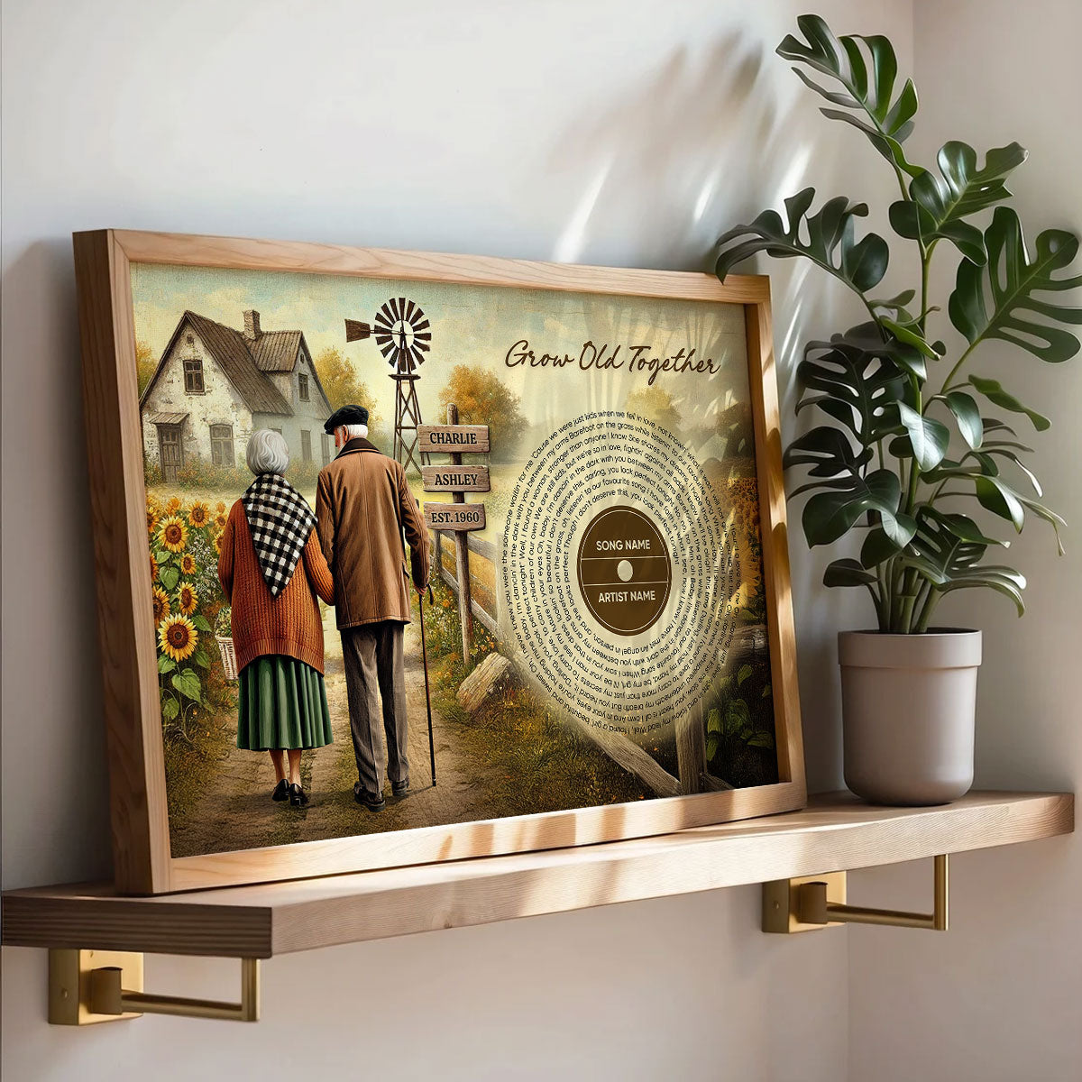 Couple Growing Old Together Favorite Song Vinyl Lyrics Personalized Poster, Heartfelt 2025  Gift, Anniversary Gift For Couple, For Him, For Her, Husband, Wife