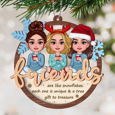 Best Friends Are Snowflake Personalized 2-Layer Wooden Ornament