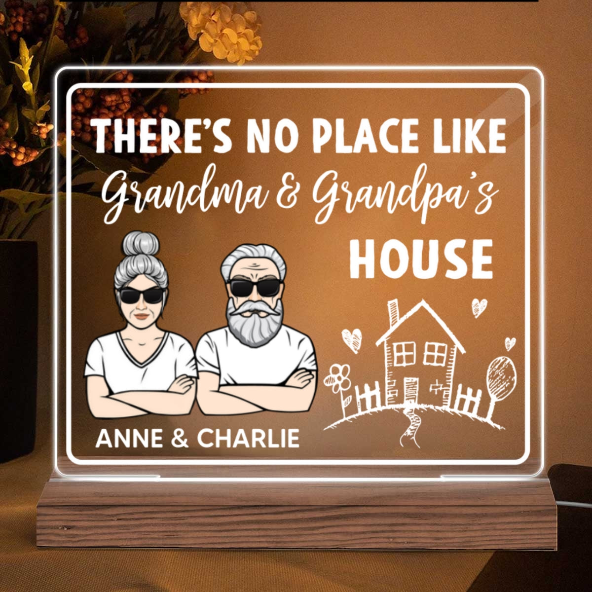 No Place Like Grandma Grandpa Personalized Custom Shape LED Night Light LED Lamp