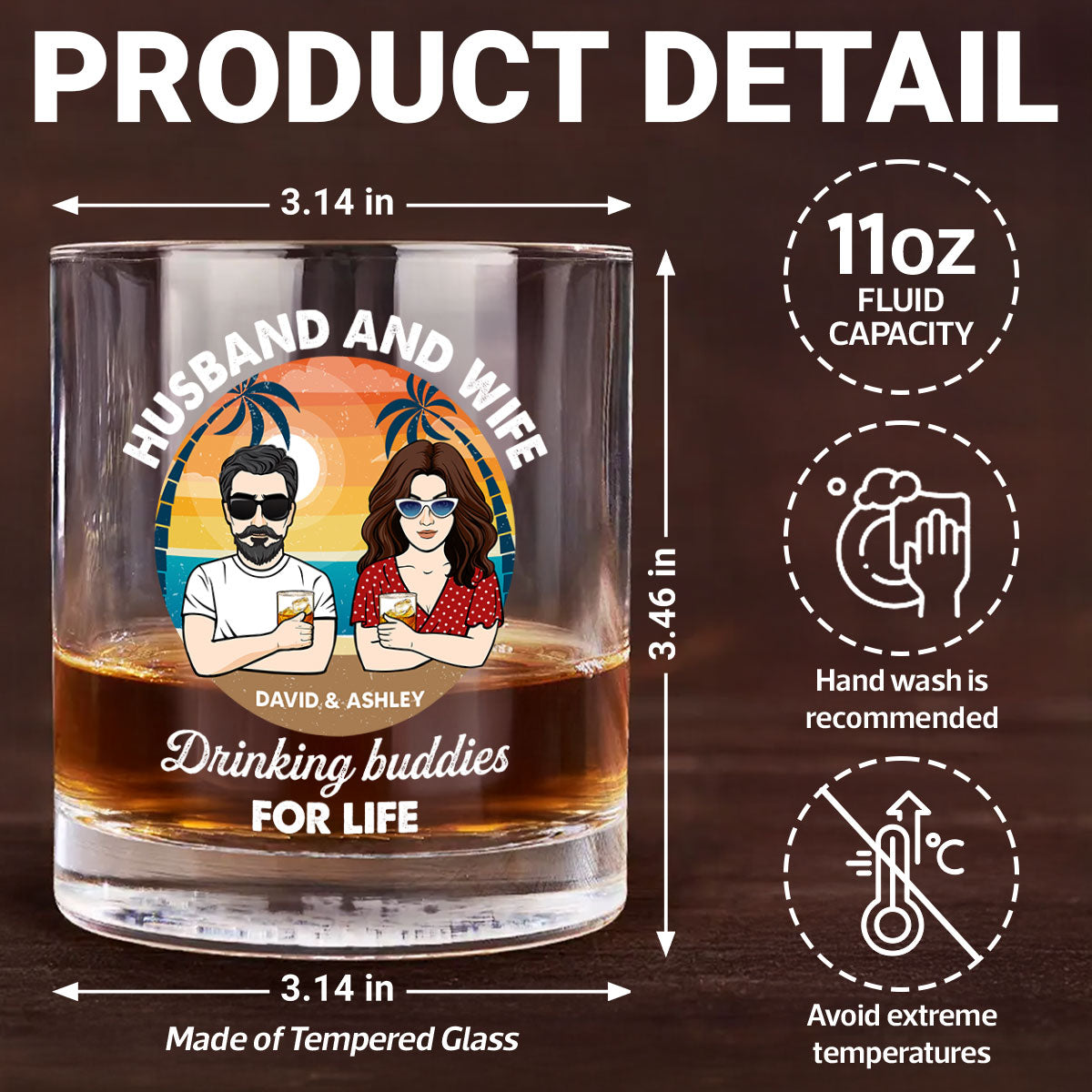 Husband And Wife Drinking Buddies for Life Personalized Wine Glass, Gift for him, Gift for her
