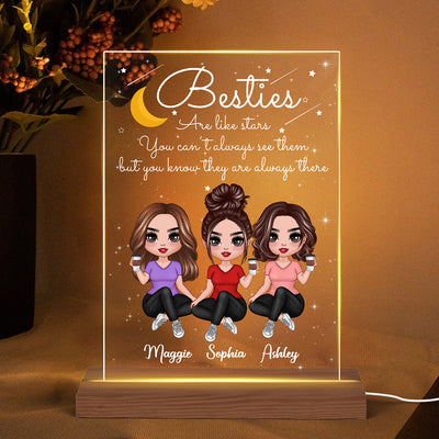 Besties Sisters Are Like Star Gift For Best Friends Personalized Rectangle Acrylic Plaque LED Lamp Night Light