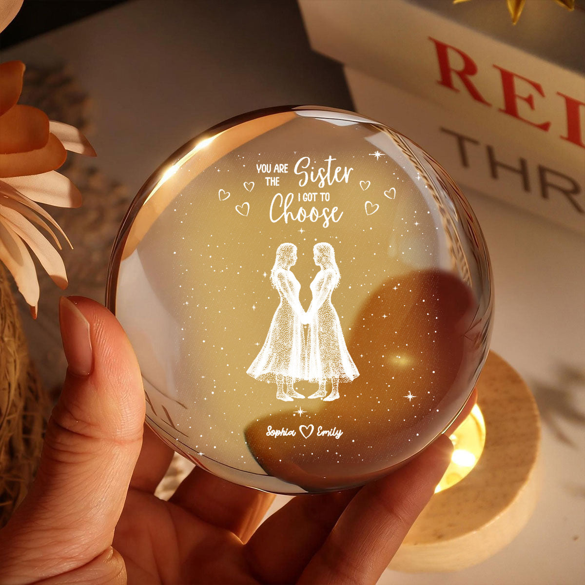 You Are The Sister I Got To Choose - Personalized Crystal Ball LED Night Light - Birthday Gift Friendship Gift for Besties, Best Friends