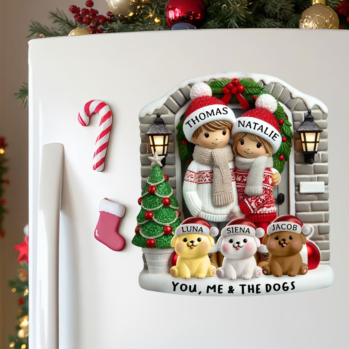 Personalized Farmhouse Couple Christmas Decal with Optional Pet Dog Cat, Christmas Gift for Him, Gift for Her
