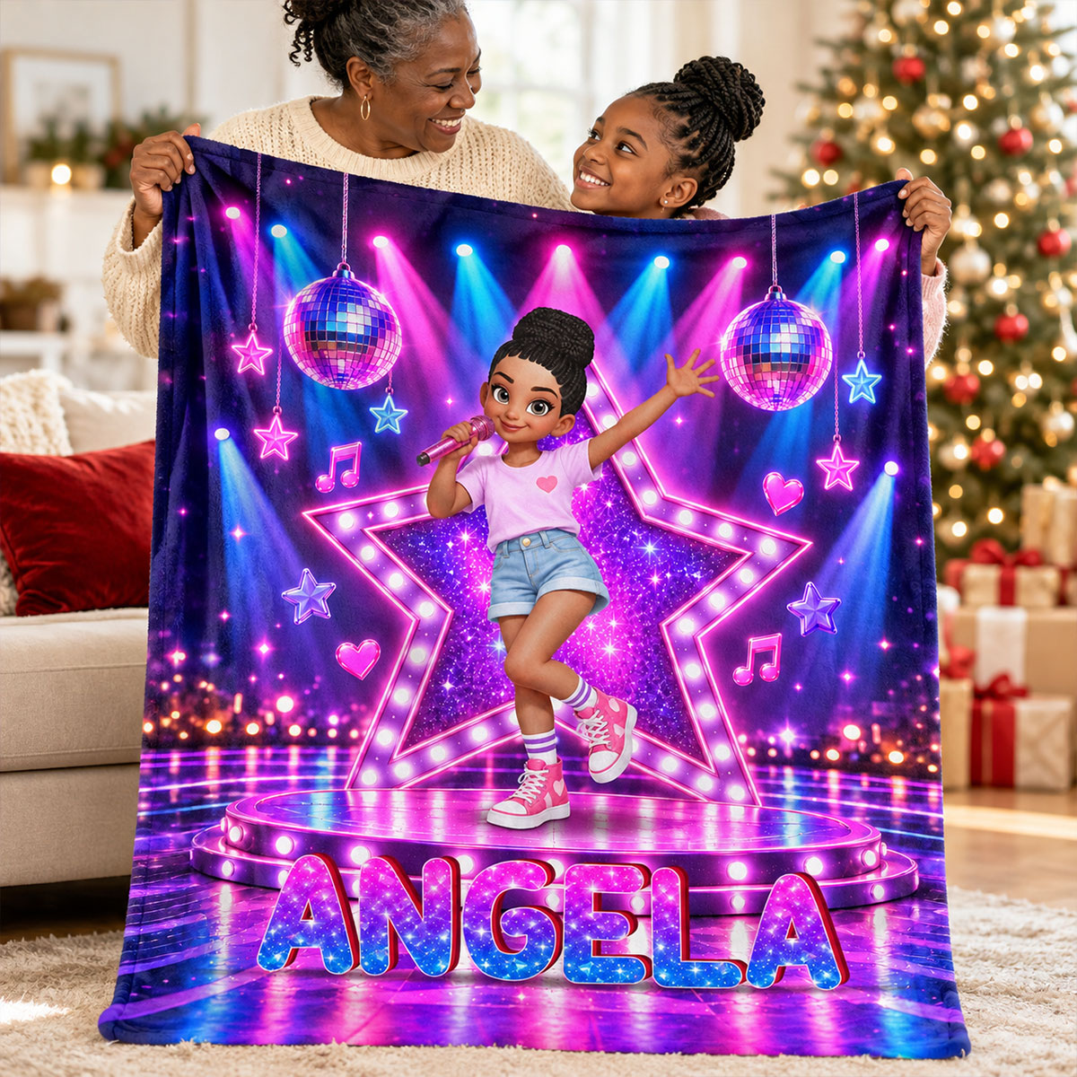 Pretty Girl Pop Star - Personalized Fleece Blanket - Gift For Daughter, Granddaughter