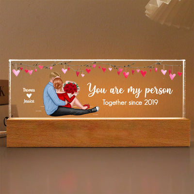 You Are My Person Couple Sitting Personalized Acrylic LED Night Light, Anniversary Just Because Gift For Her For Him