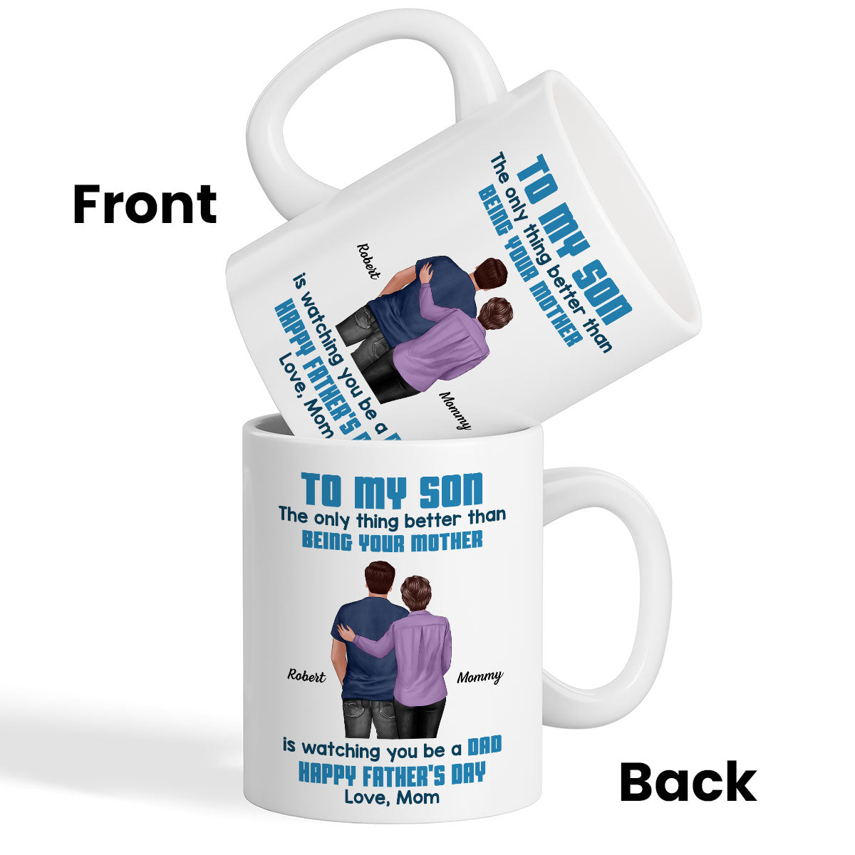 To My Son From Mom Dad Blue Tone Personalized Mug| Heartfelt Father's Day Gift For Son