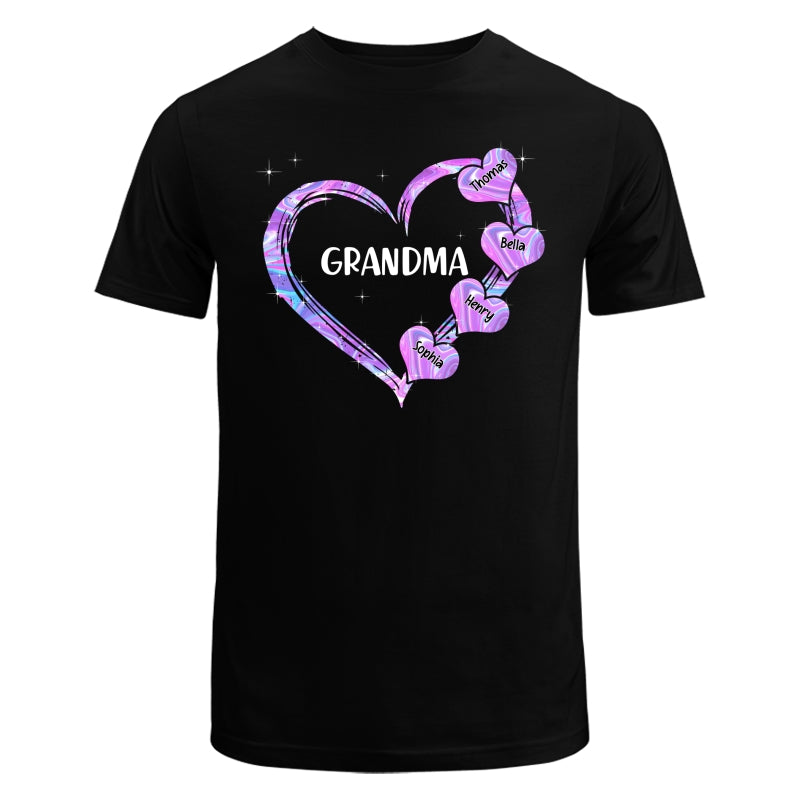 Hologram Grandma Hearts Grandkids Names Personalized Shirt