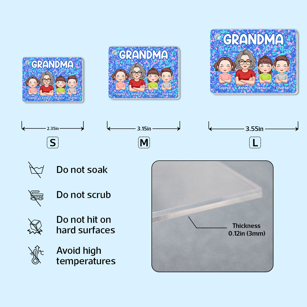 Colorful Patterns This Grandma Belongs To Grandkids Personalized Acrylic Keychain
