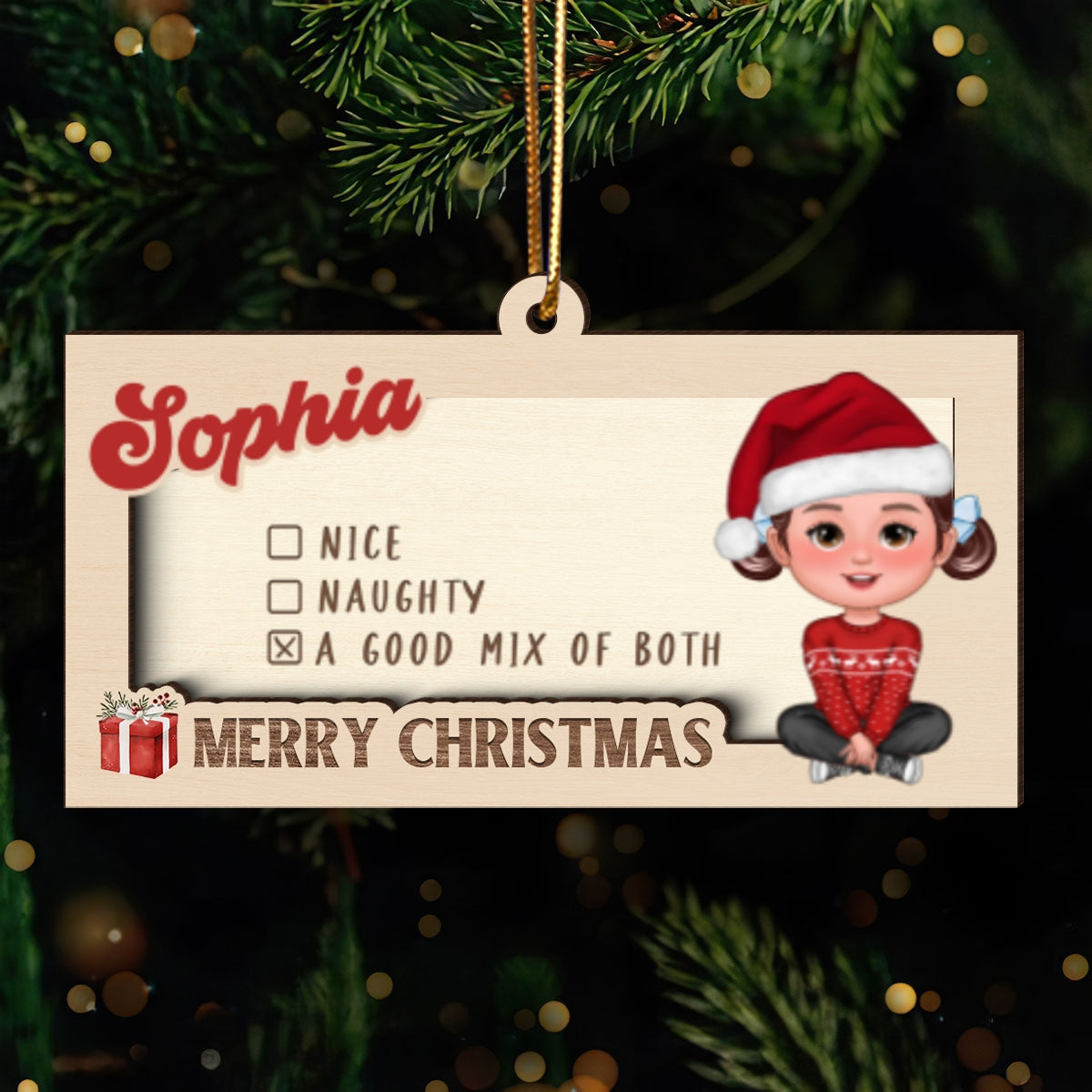 Hidden Message Christmas Cute Doll Kid Personalized Money Holder Ornament, Unique Christmas Gift For Son, Daughter, Grandson, Granddaughter, Niece, Nephew