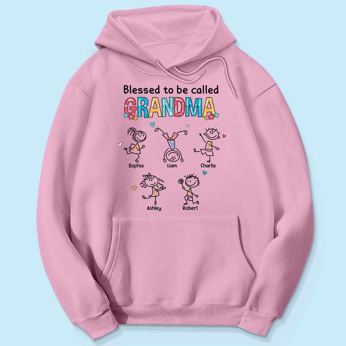 Blessed To Be Called Grandma Colorful Drawing Personalized Shirt