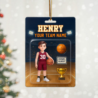 Basketball Player Custom Figure 3D Effect - Personalized Acrylic Ornament - Christmas Gift for Son, Daughter, Grandkids