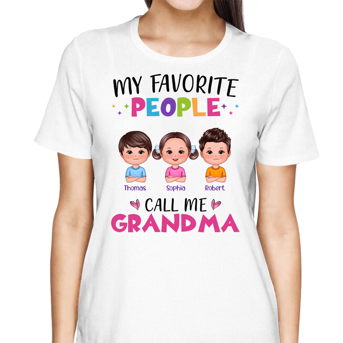 Colorful My Favorite People Call Me Grandma Doll Kids Personalized Shirt