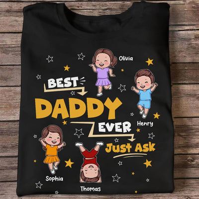 Best Dad Grandpa Ever Just Ask Cute Cartoon Kids - Personalized Shirt