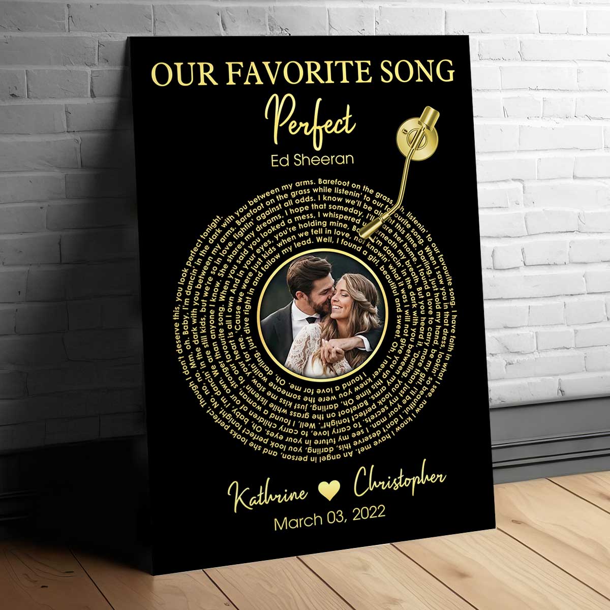 Upload Photo Metallic Effect Song Lyrics Art Personalized Poster, Anniversary  Gift For Her, For Him