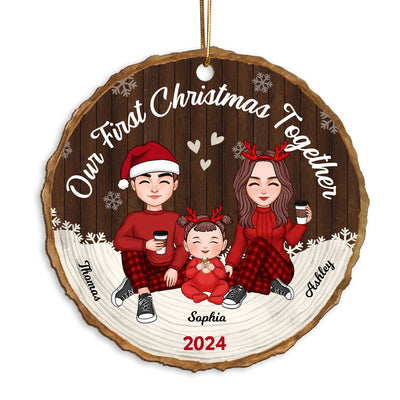 Our First Christmas Together New Baby First Christmas Dad Mom Baby Personalized Wooden Ornament