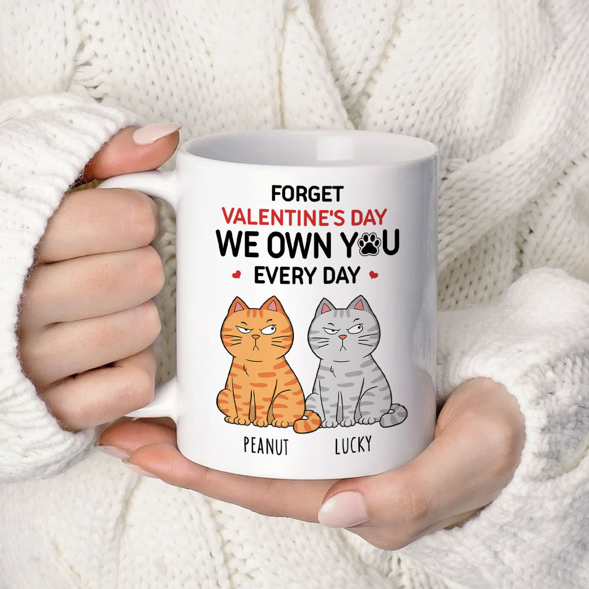 Forget  We Own You Everyday Funny Personalized Mug for Cat Moms, Cat Dad