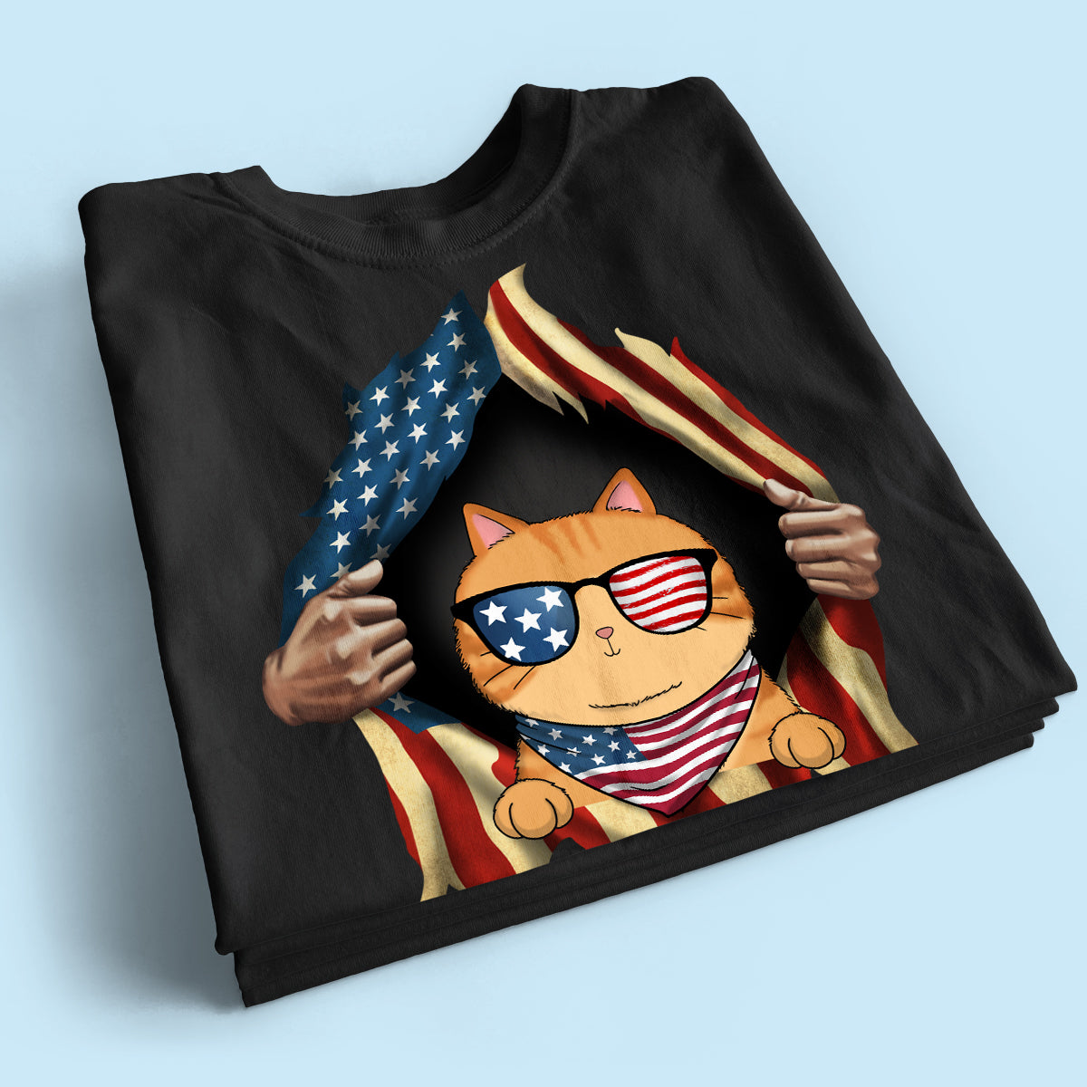 Cat Lovers Hands Ripping Nation Flag Personalized Shirt