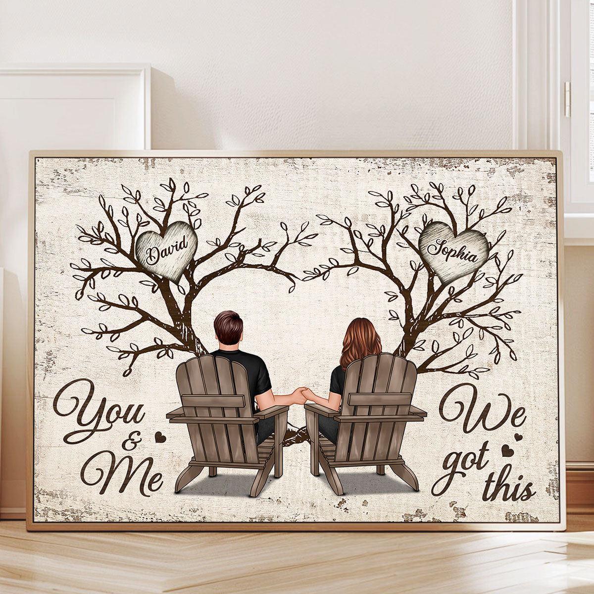 Favorite Place Is Next To You Couple Back View Under Heart Tree Personalized Poster