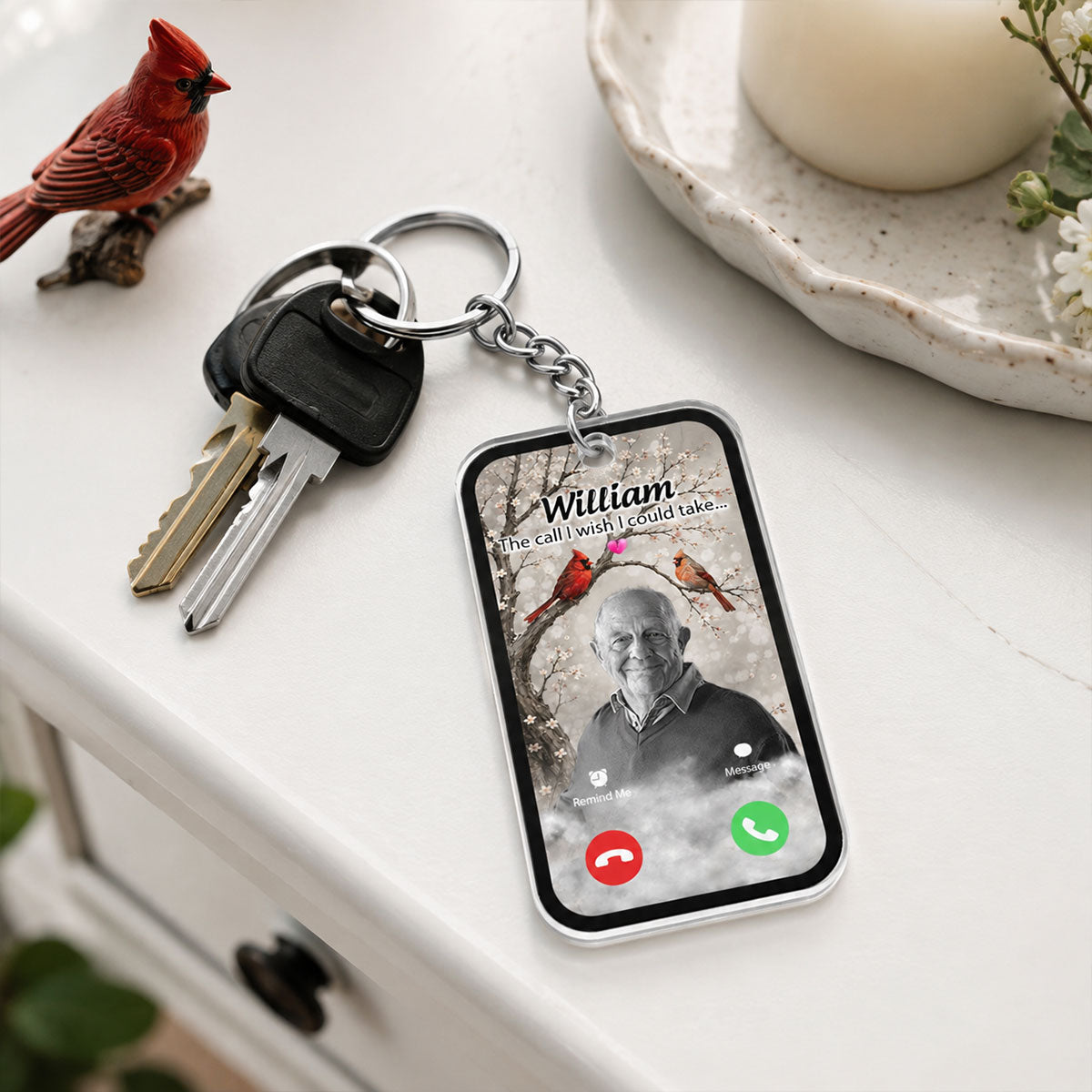 Cardinals The Call I Wish I Could Take - Personalized Acrylic Keychain - Memorial Sympathy Gift Remembrance Keepsake Photo Inserted