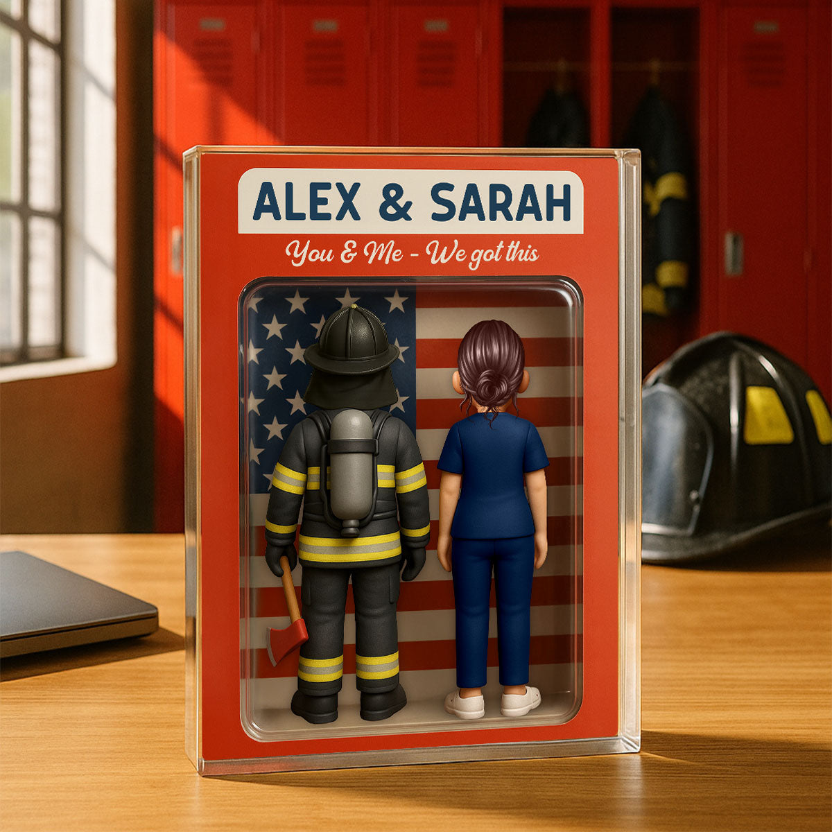 Hero Couple You & Me We Got This Cartoon Figures Style Personalized Acrylic Block Plaque