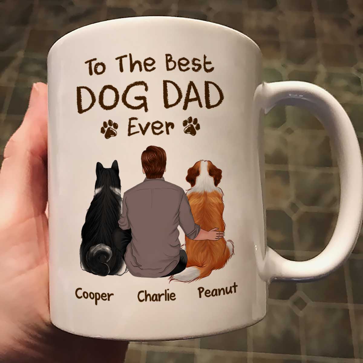 To The Best Dog Dad Ever Crayon Personalized Mug