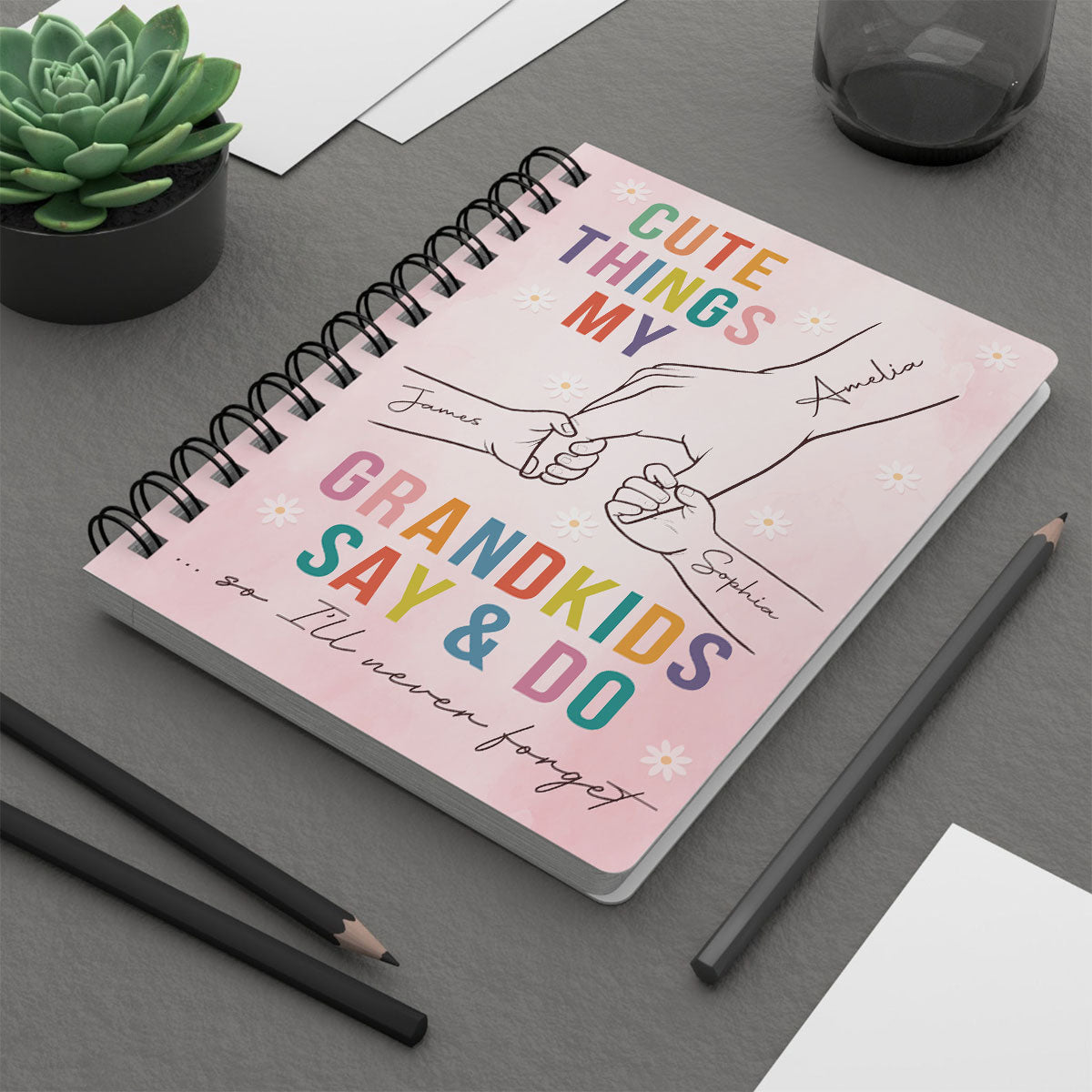 Cutest Things My Grandkids Say & Do Personalized Spiral Notebook Journal, Memory Book