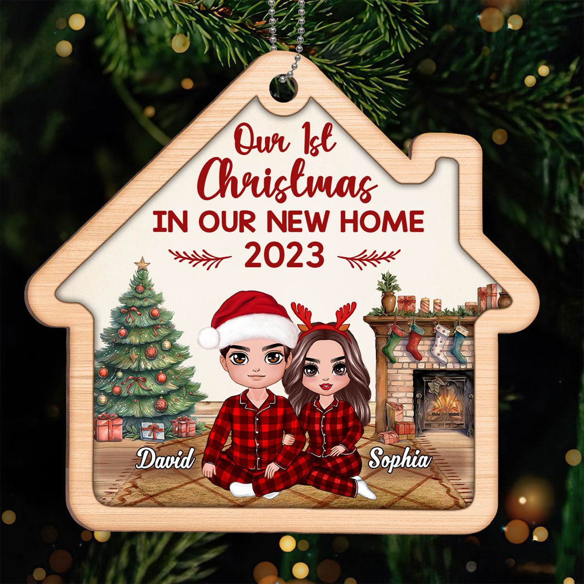 Couple In House First Christmas Together Since Personalized House Shaped Wooden Ornament